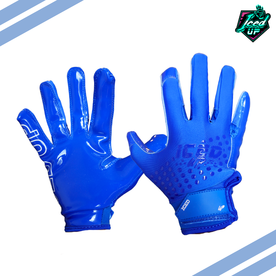 All blue football gloves on sale